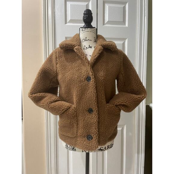 ABERCOMBIE & FITCH JACKET TEDDY BEAR TAN SZ XS COZZY TRENDY VERSATILE AESTHETIC - Picture 10 of 13